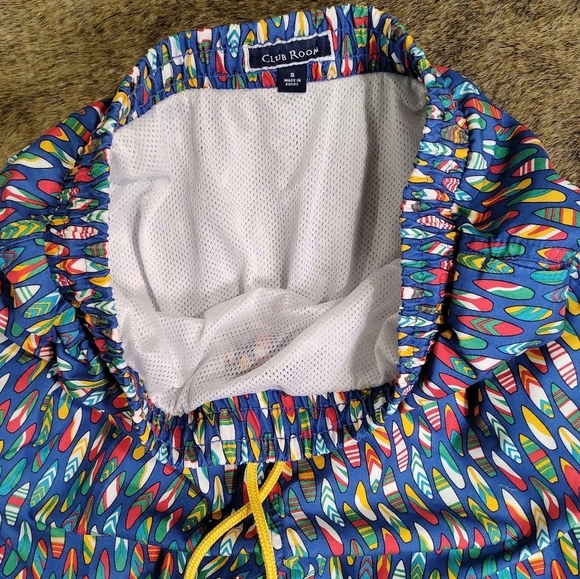 Club Room Men's Surfboard Print Blue Swim Quick Dry Shorts Small - Picture 5 of 8